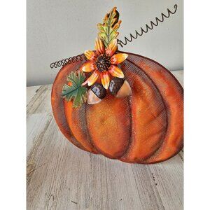 Metal pumpkin jack-o'-lantern fall decor Halloween acorn leaf‎ glitter sparkle